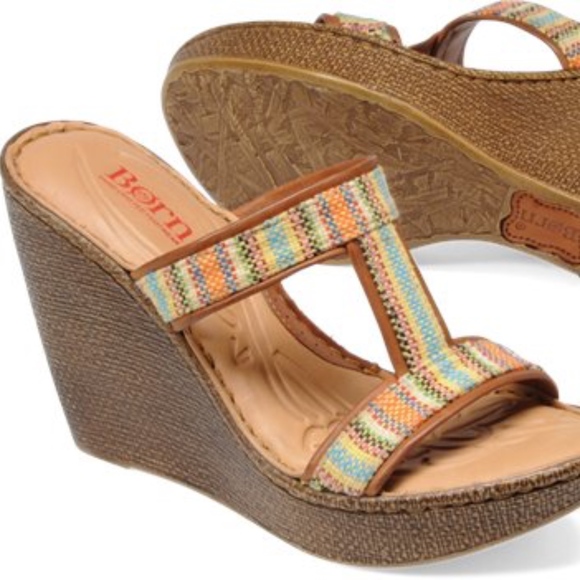 Born Shoes - Born Lio Natural Wedge Platform Size 8